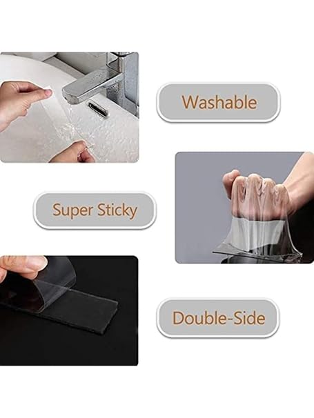 PDAteknoloji Su Sızdırmaz Çift Taraflı Şeffaf Bant 5 Metre Ekstra Güçlü Yıkanabilir İnce Nano Bant Genişlik 30mm Kalınlık 1mm Halı Ev Mutfak Banyo Araba Ofis için LTS-BND07