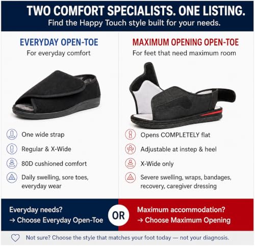 Image of Diabetic Open Toe Slippers, Extra Wide Adjustable House Shoes
