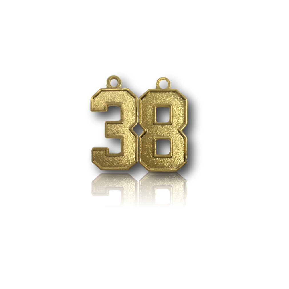 CustomNumberCharms Number 38 Gold Plated Jersey Style Sports Necklace Charm Pendant (0.8