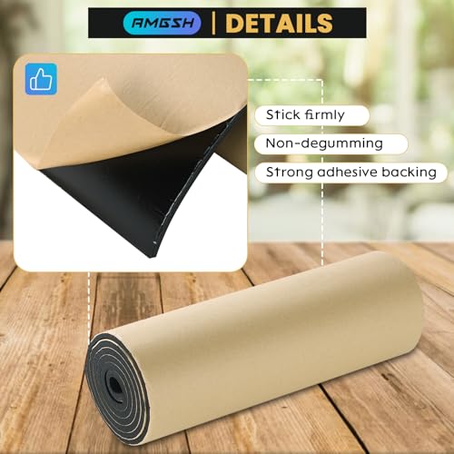 Image of Sponge Neoprene with Adhesive Foam Rubber Sheet, 1 /4 inch T x 12 inch W x 54 inch L, 4.5 Sqft for Weatherproofing,Gasket Seals, Crafts,Soundproof Padding, Vibration Dampening, Aquarium Leveling Mat