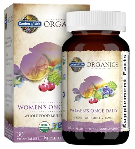 Garden Life's Organics Multivitamin for Women's Once Daily Multi, Whole Food Multi with Iron, Biotin, Vegan Organic Vitamin for Women's Health, Energy Hair Skin and Nails, 30 Tablets