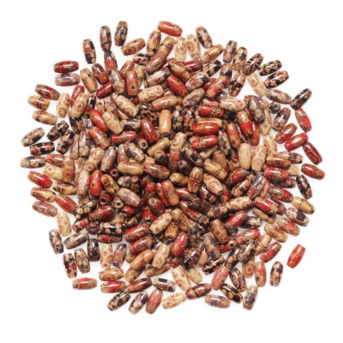 300pcs Mixed Painted Barrel Wood Spacer Beads