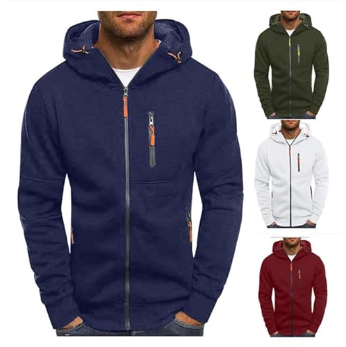 Men's Sports Fitness Sweater, Casual Full Zipper Long-Sleeve Hooded Sweater With Pockets, Men's Jogging Track And Field Gym Training Hoodie Fashion Slim Fit Sweater Jacket #TOP7