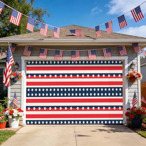 Independence Day Garage Door Banner Cover 7 x 16 ft,