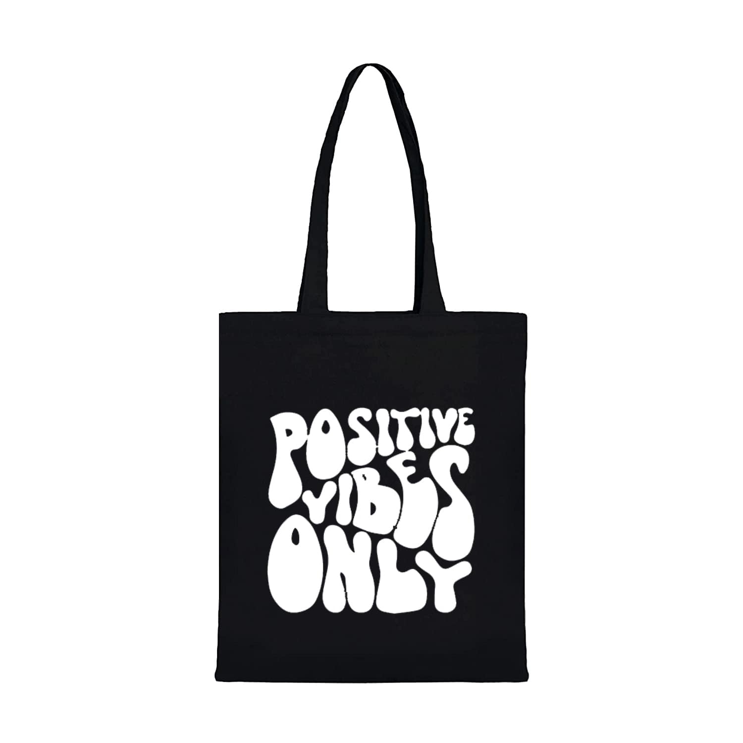 Clapcart Black Canvas Tote Bag for Women | Printed Multipurpose Cotton Bags | Cute Hand Bag for Girls (Positive Vibes Only Print) (B0CB6V67T8) Amazon Price History, Amazon Price Tracker