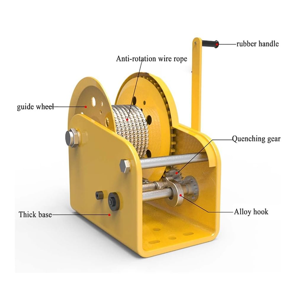 Argano manuale per traino e sollevamento, manovella manuale a cricchetto bidirezionale in acciaio robusto, ideale per costruzioni, fattorie, ranch, molo e rimorchi per barche
