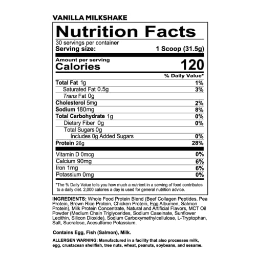 Image of REDCON1 MRE LITE Whole Food Protein Powder, Vanilla Milkshake - Lactose Free & Sugar Free Meal Replacement with Animal Protein Blends - Easy to Digest Formula - Only 1g Carb per Serving (30 Servings)