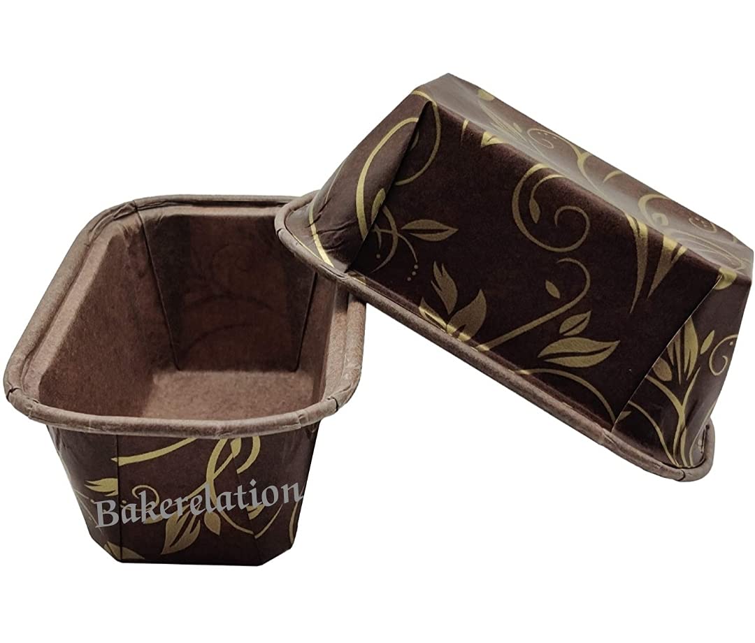 Bake and Serve Mini loaf Cake Paper Mould 25 Pieces, Brown, Size- 8x4x4cms