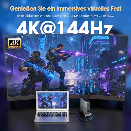 Image of USB C Docking Station, PD3.1 Docking Station 3 Monitors with 2* DP + HDMI,Single 4K@144Hz,140W Charger, USB-C 10Gbps, 2* USB-A 5Gbps, Gigabit Ethernet, Audio /Mic, for Windows,Dell,HP,Lenovo