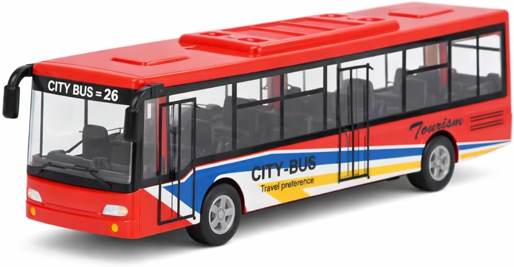 Alomejor Toy Bus, Lifelike Design with Moving Wheels, Pull Back Car Toy, Small and Portable, for Kids 3+ Travel Playtime Home Gift