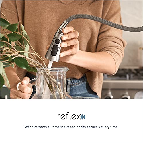 Image of Moen Adler Touchless Spot Resist Stainless Kitchen Pulldown Faucet, 87233EWSRS + Moen Spot Resist Stainless Kitchen Soap Dispenser, 3942SRS