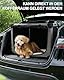 derimkcoa Hundebox faltbar für mittlere Hunde,Hundetransportbox Auto mit verstellbarem Design, reißfesten Netzfenstern & Plüsch-Betteinlage für Zuhause & Reise,106 * 78 * 78cm,Grau