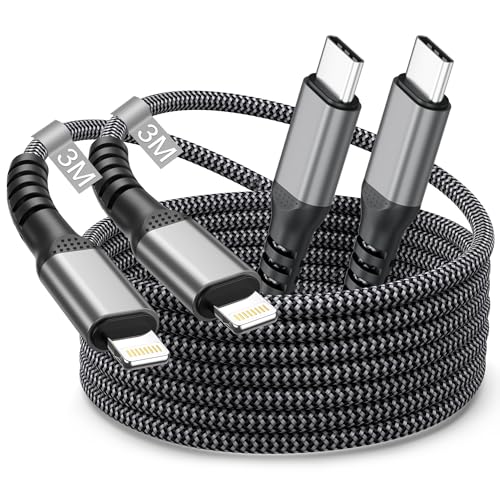 USB C to Lightning Cable 3M 2Pack, MFi Certified Apple iPhone Fast Charger Cable USB C Fast Charging Type C to Lightning Cable for Apple iPhone 14/14 Pro/14 Pro Max/13 Pro/13/12/12 Mini/11/XS/XR/8/SE