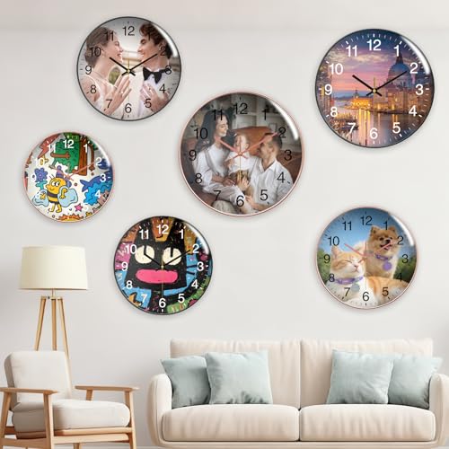 Reloj de pared personalizado silencioso, 8 pulgadas, analógico miniatura 2