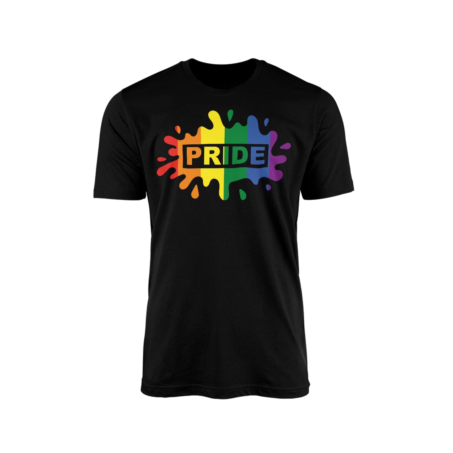 Smartypants Unisex Black Prime Pride Paint Splash T-Shirt - Novelty Splat Lgbtq Flag Rainbow Lesbian Gay Parade Transgender Bisexual Women Men Non-Binary Pansexual Clothing Fashion Top (, 5XL)