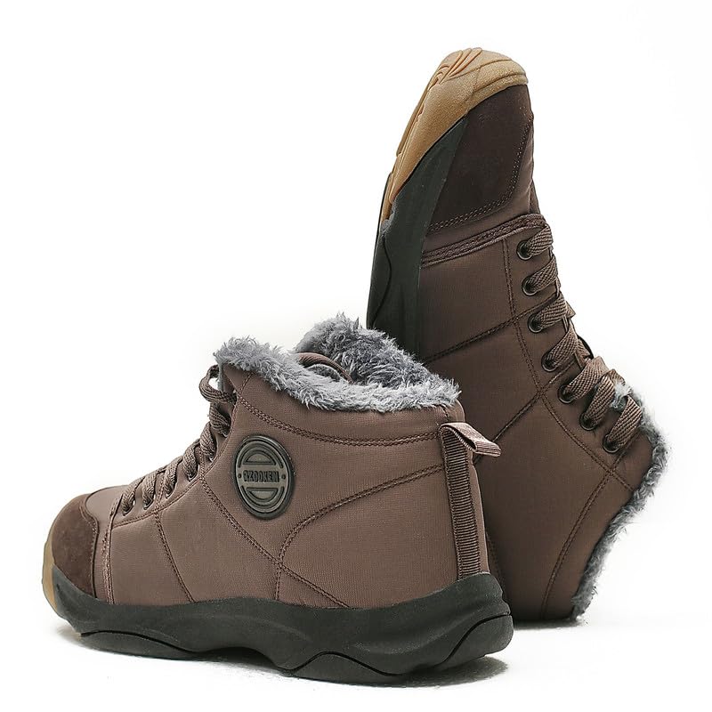 Image of UPSOLO Mens Winter Trekking Snow Boots Water Resistant Shoes Anti-Slip Fully Fur Lined Casual Lightweight Hiking Boot