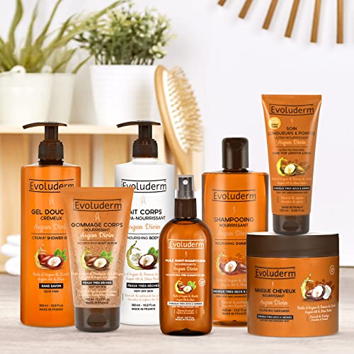 Evoluderm - Routine Nourrissante Corps & Cheveux 7 produits - Soin Corps et Cheveux - Nourrissant - Argan Divin - Fabrication Française