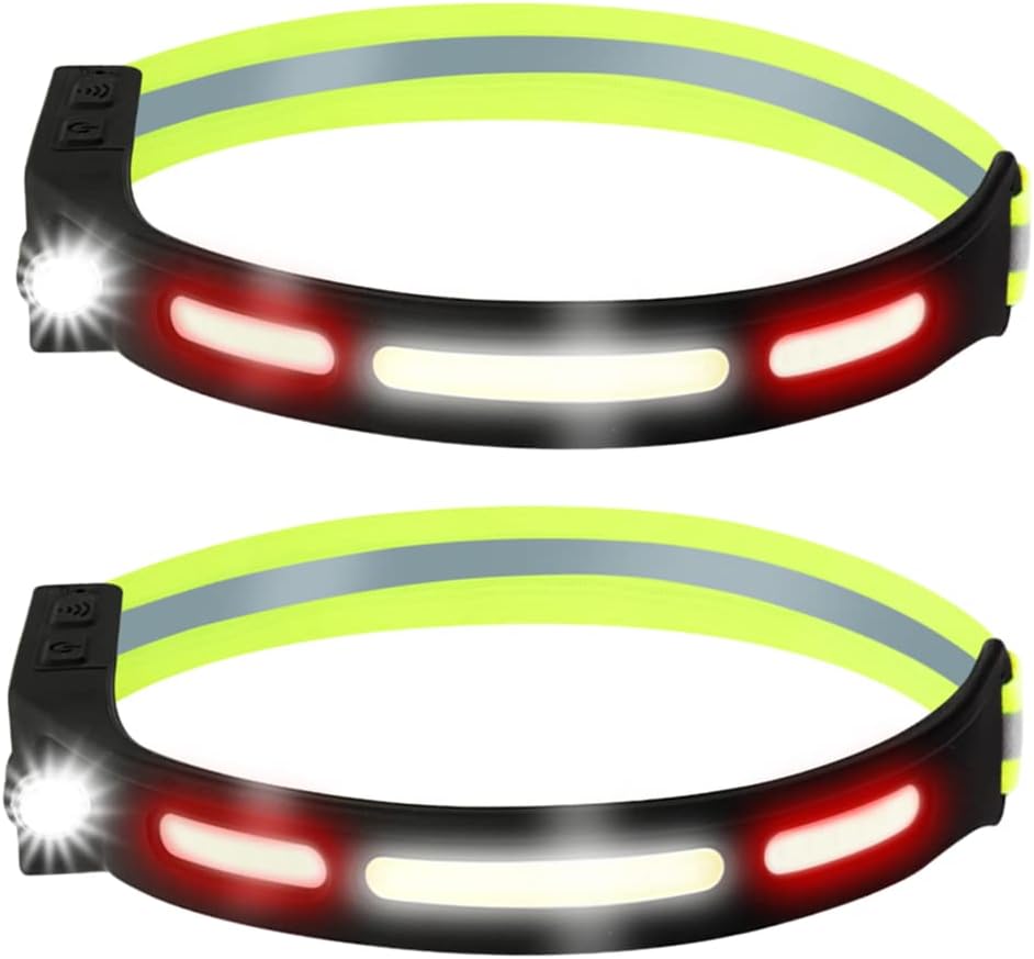 INWISH Hard Hat Light Headlamps Flashlight, COB Strip Rechargeable Head