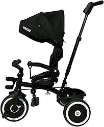 Triciclo Infantil Com Empurrador 2 em1 Waygo Preto Maxi Toys
