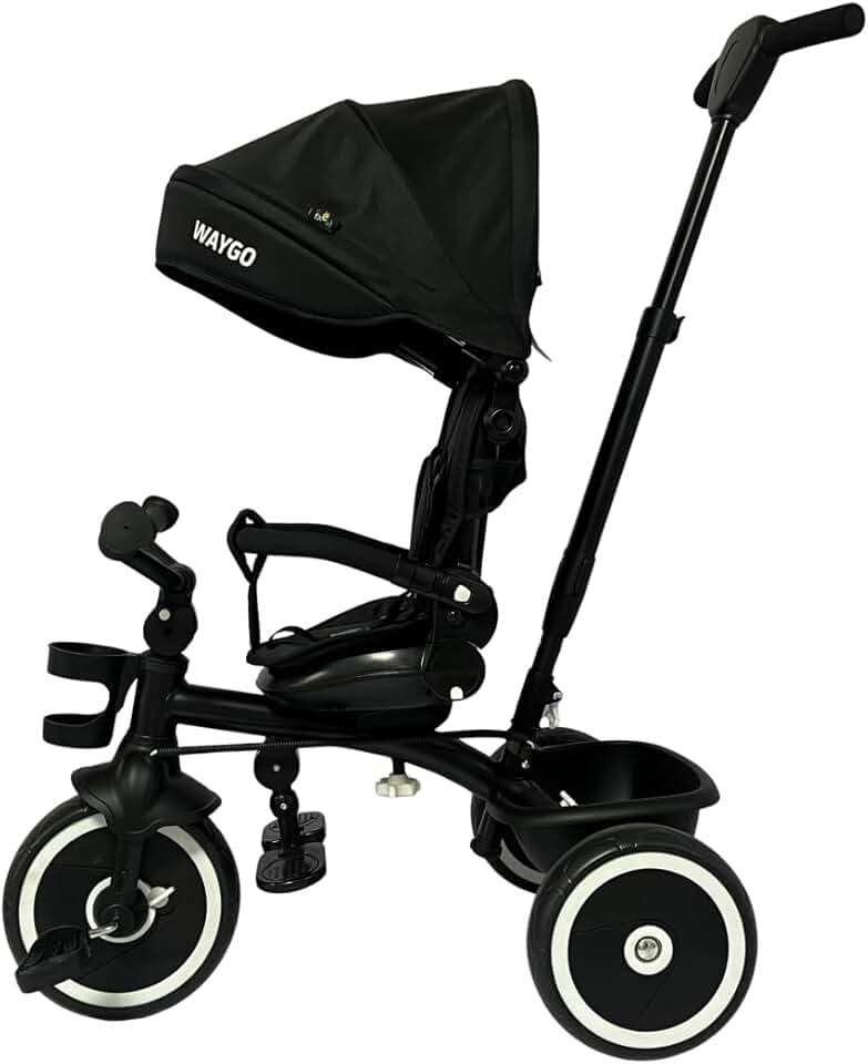 Triciclo Infantil Com Empurrador 2 em1 Waygo Preto Maxi Toys