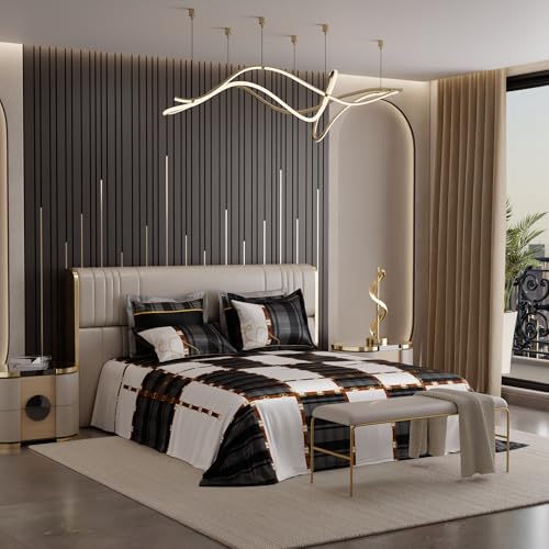 Image of Stoa Paris 300TC UltraSatin Super Size Bedsheet with 4 Pillow Covers, 274cm x 274cm Ideal for King & Double Bed, Gentle on Skin & Hair, Fade & Wrinkle Resistant, Quick Dry, Baroque - Black-Grey