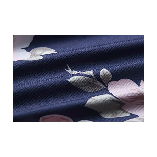 SVALIY Women Off Shoulder Ruffles Floral Tunic Casual Party Shift Short Dress (M, Navy)