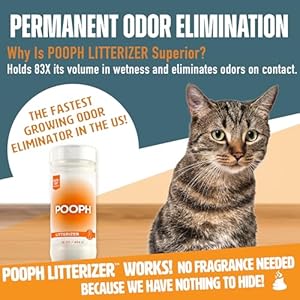 Pooph Litterizer – The litter box civilizer | Cat Litter Deodorizer | Absorbs Moisture & Odor | Cat Litter Scent Deodorizer | Non-Toxic, Eco-Friendly, Fragrance-Free | Safe for Pets and People | 16oz