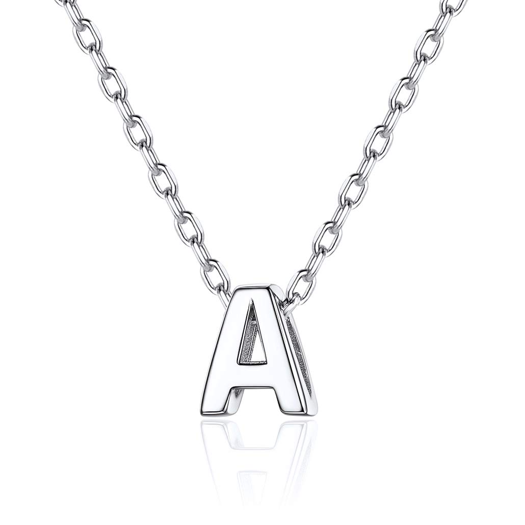 SilvoraLetras A - Z Plata Colgantes Alfabeto para Hija Madre Abuela Mujeres, Collar de Plata 46cm Largo + 5cm Alargador, Plata de Primera Ley
