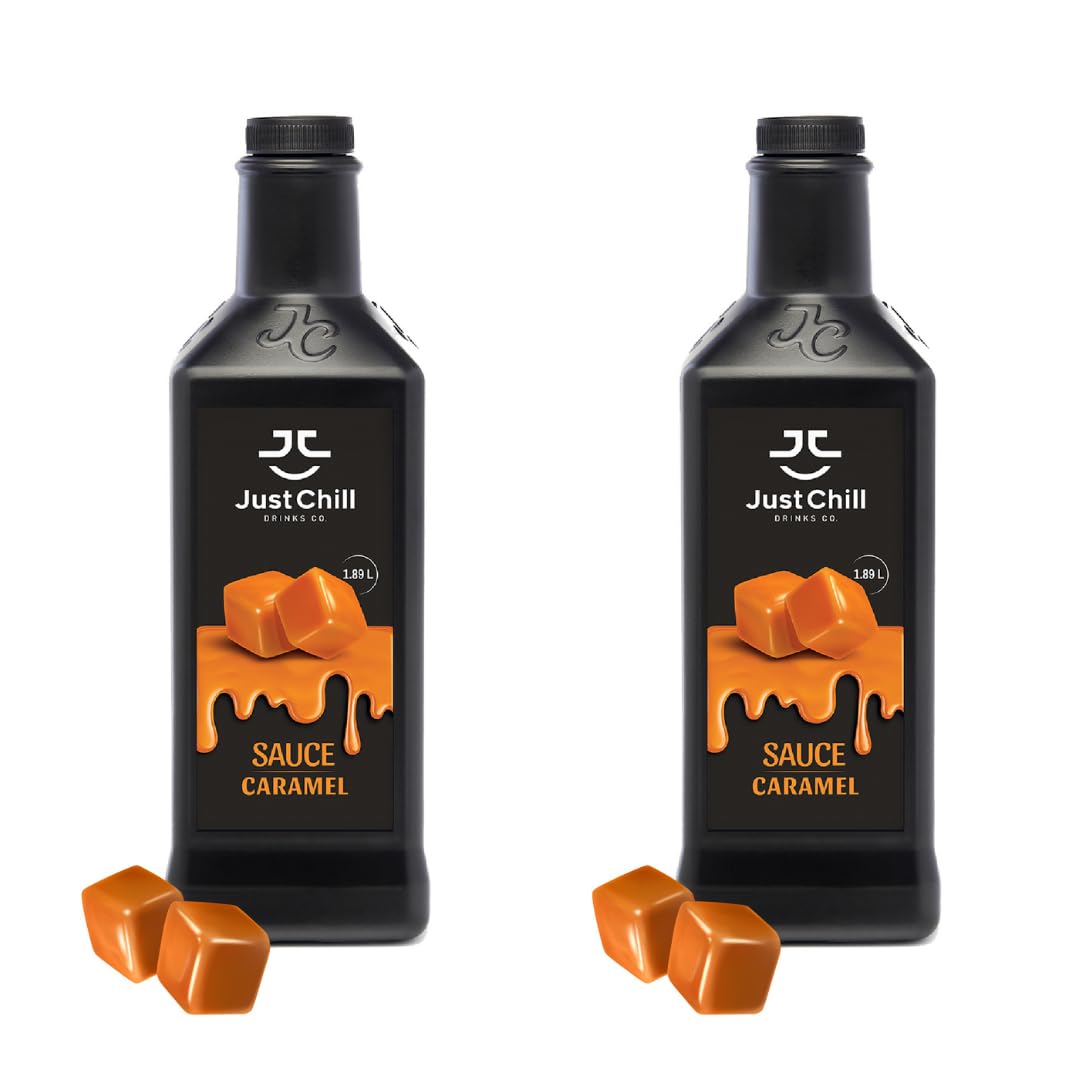 Just Chill Drinks Co. Caramel Sauce - Smooth, Rich, Tasty - 1.89 Litre- Non-GMO, Vegan, Gluten Free (Pack of 2)