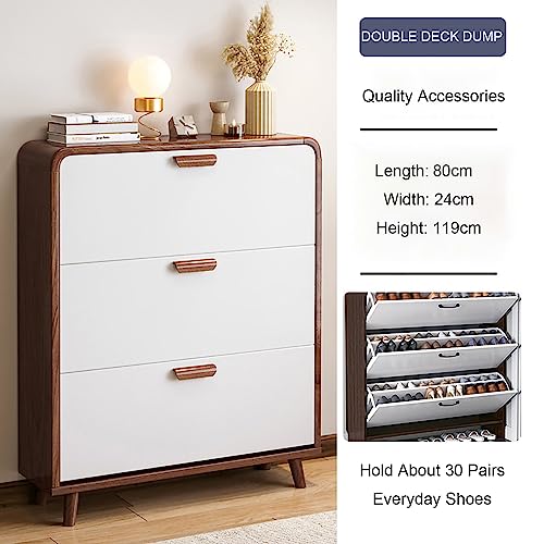 Szafka na buty, nowoczesna szafka do przedpokoju - wąski, wolnostojący organizer z wiadrem(White,L80*H119CM-24CM)