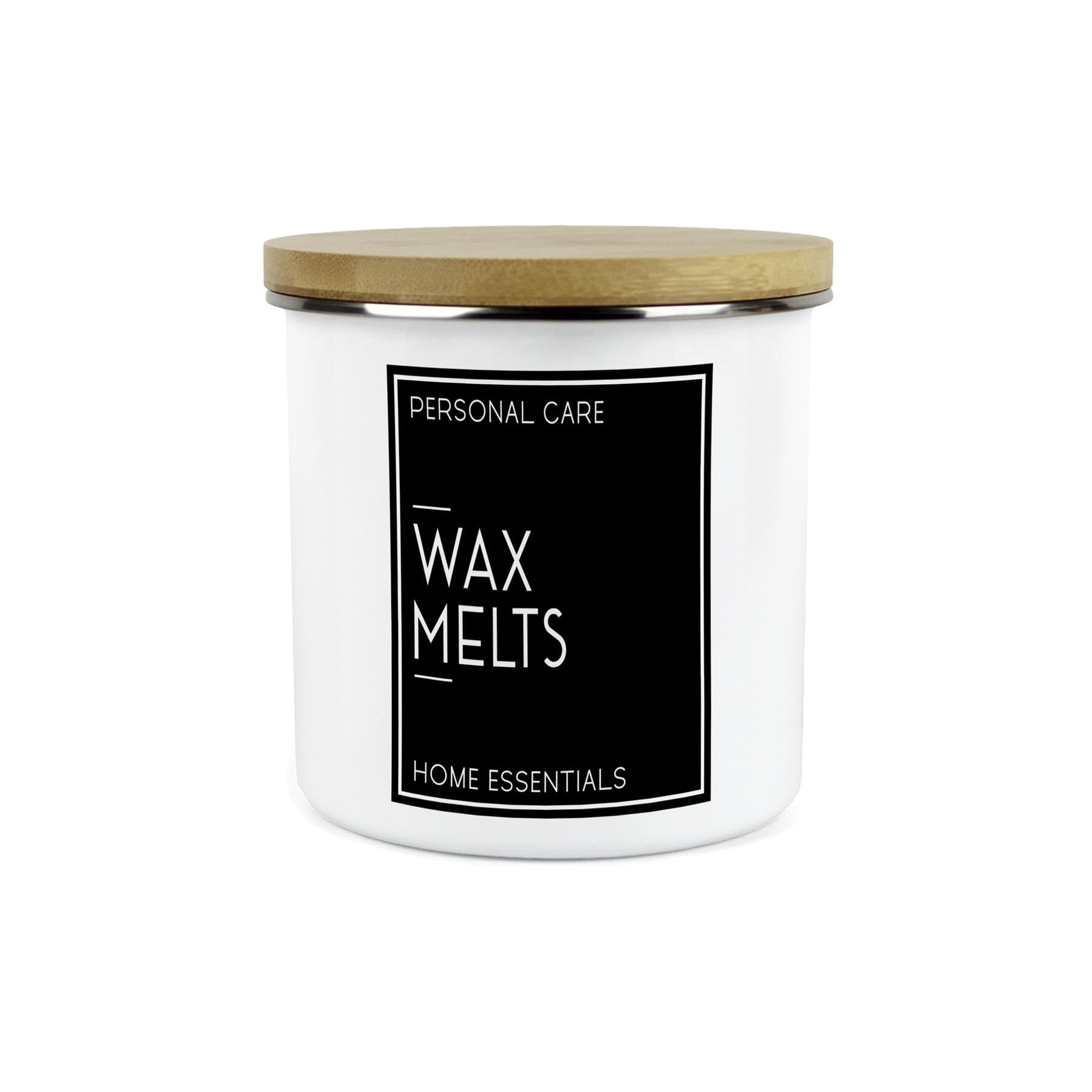 Inverted Minimalist Wax Melts Storage Canister - Natural Black & White Modern Décor - Refillable Enamel 1.2L Home & Bedroom Storage Container