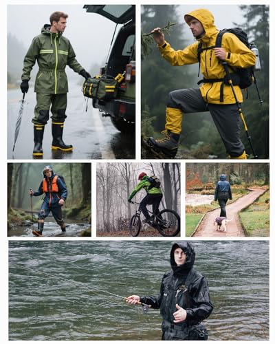 Traje de agua impermeable completo y reflectante que aísla de la lluvia intensa 6