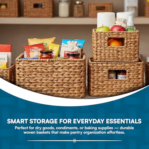 Image of Honey-Can-Do Water Hyacinth Wicker Storage Baskets, Natural, Nesting, 3 Pk