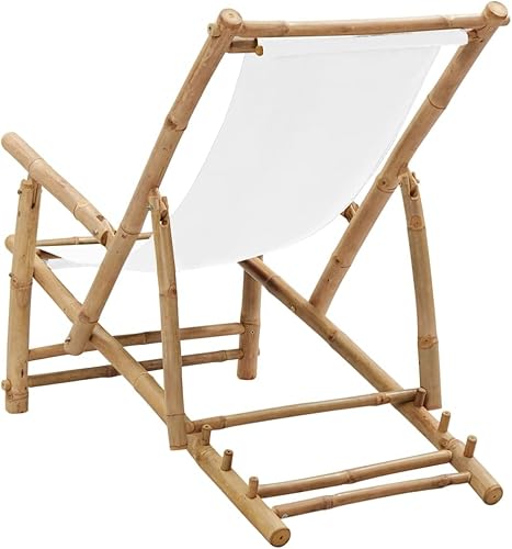 Miniatura 4 de vidaXL Silla de terraza, silla de patio para balcón, terraza, porche, silla de playa plegable ajustable para terraza, playa, piscina, jardín, bambú
