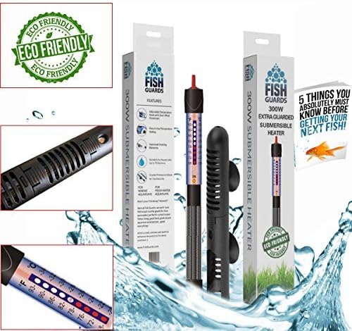 Fish Guards Submersible Aquarium Heater 50W with Heater Guard Bundle