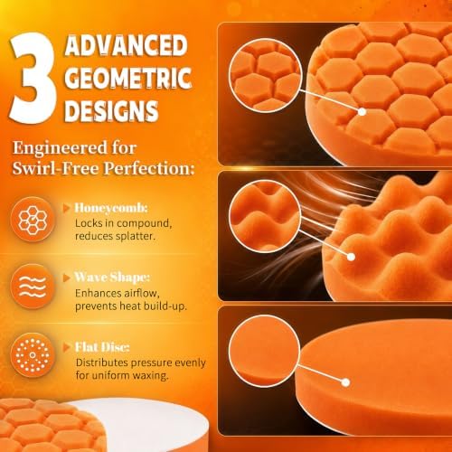 AUXKO 14Pcs Car Buffer Polishing Kit, 5" & 6" Waxing Foam Wool Pads - 2