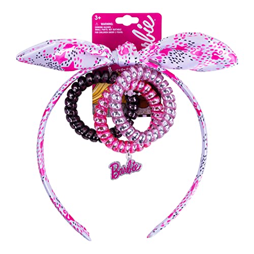 LUV HER Barbie Headbands 4pc | Knotted Hairband & Hair Ties Set for Girls with Soft Fabric - Online Exclusive Ages 3+