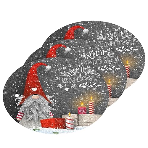 Image of Christmas Gnome Scrub Sponges Kitchen Let It Snow Dish Sponges for Washing Dishes Non Scratch Reusable Compressed Cellulose Sponges Hanging for Household Cleaning 3 Pack