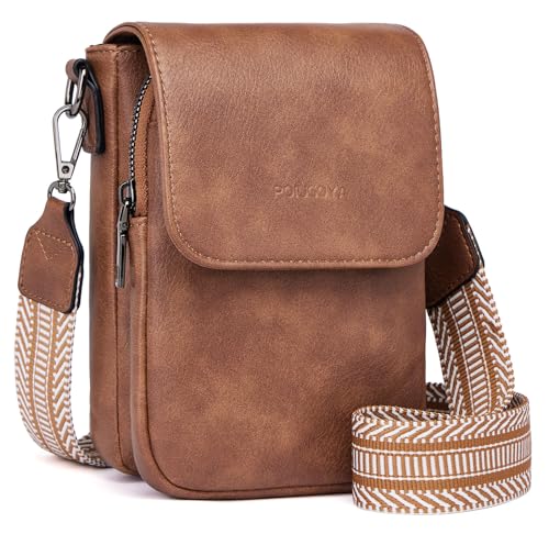 POIUGOYA Small Crossbody Bags for Women Trendy,Leather Triple Compartment Cell Phone Crossbody...