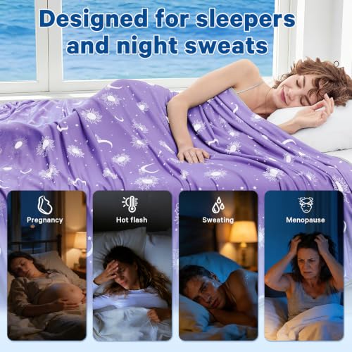 Image of inhand Cooling Blanket Full Size (80 inchx90 inch) - Double Sided Cooling Blankets for Hot Sleepers, Soft Lightweight Summer Blanket for Beach, Sofa Bed Couch, Room Decor, Gifts for Women Lavender Purple