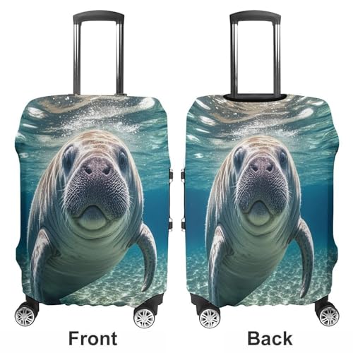 Ocean Animal Manatee Travel Luggage Cover Washable Anti-scratch Suitcase Protector Dustproof Protective Cover Case for Wheeled Luggage Fits 19-32 Inch Luggage3