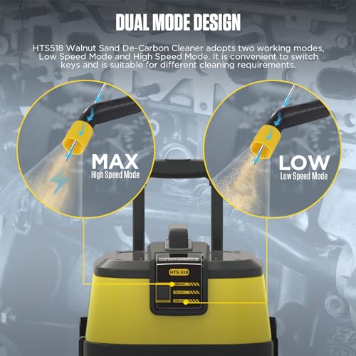 Walnut Sand DE-Carbon Cleaner HTS518 Engine Carbon Deposition Cleaner Low/High Speed Auto Decarbonizing Wash Cleaner Intake Pipe Valve Cleaner With 23pcs Car Model Adapters & Storage Box 110V/220V