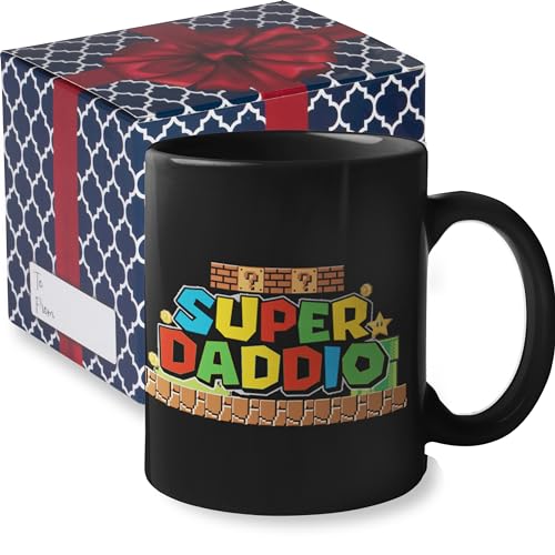 La Mejor Lista de tazas dia del padre que puedes comprar esta semana. 43 Super Daddio - Taza de café divertida para el día del padre | Taza de café Mario – Divertidas tazas del día del padre de hijo e hijos | Regalos de Navidad geniales para...