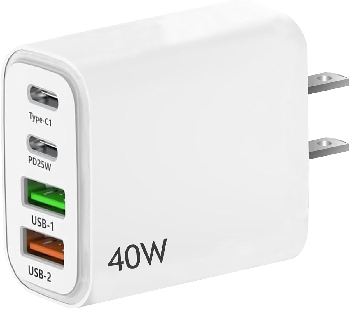 US Travel Adapter Charger Plug, Canada and USA Fast wall adapter with 2 USB Type C and 2x USB A ports, American fast charging plug compatible for Canada, US and Mexico, Compatible with iPhone Samsung