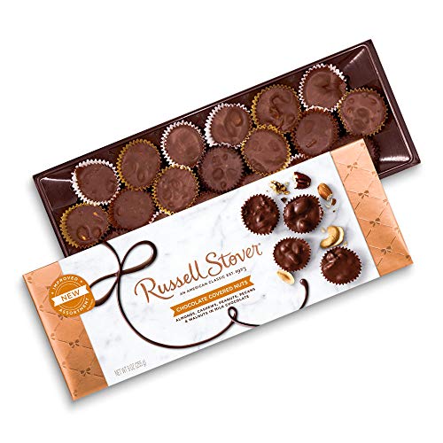 Russell Stover, Milk Chocolate Covered Nuts, Assorted Chocolate Gift Box, 9 Ounce (19 Pieces)