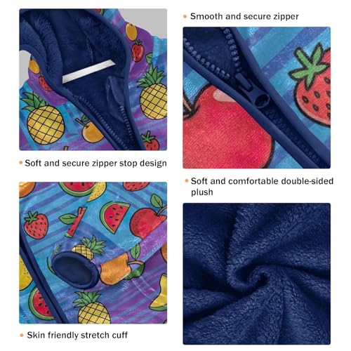 CHIFIGNO Colorful Fruit Toddler Boys Polar Fleece Lined Winter Jacket, Toddler Boy Sweatshirt with Hooded 3T3