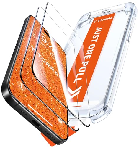 Image of TORRAS GlassGo Original for iPhone 17 Pro Screen Protector [12Ft Military-Grade Shatterproof] 9H+ Aerospace Tempered Glass Full Coverage for 17 Pro Tempered Glass 6.3 inch 2-Pack