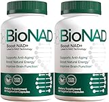 BioNAD NAD+ Natural Energy Booster - Boosts NAD+ and Supports Overall Health - Anti Aging - Combats Inflammation induced Aging on a Cellular Level - Vegan/Non GMO