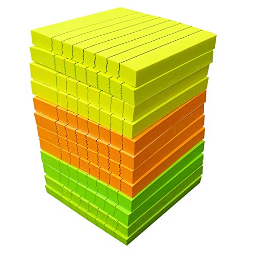 Creatiburg Sticky Notes Lined 3x3 inches 12 Pads/Pack 100 Sheets/Pad Self-Stick Note with Lines, 3 Bright Colors Easy Post Individually Wrapped Carton Packaging, Office Supplies Holiday Gift Set
