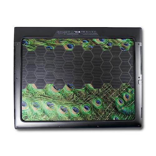 Image of MightySkins Carbon Fiber Skin Compatible with Alienware M18 R1 (2023) Full Wrap Kit - Peacock Pattern | Protective, Durable Textured Carbon Fiber Finish | Easy to Apply | Made in The USA